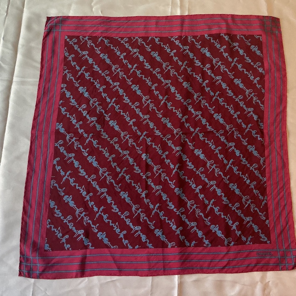 Vintage Chanel Silk Scarf, 24 1/2” by 26”